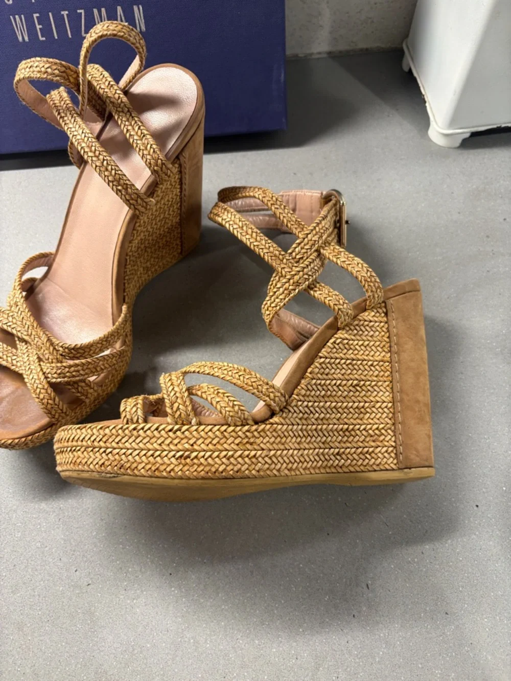 Stuart Weitzman Braided Tan Wedge Sandals - Picture 6 of 6